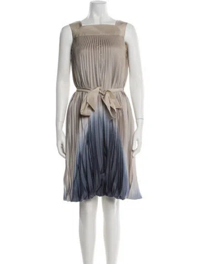 Pre-owned Rena Lange Silk Knee-length Dress In Neutral