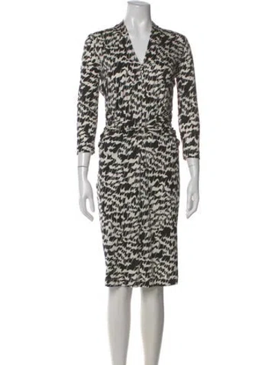 Pre-owned Rena Lange Silk Knee-length Dress In Neutral