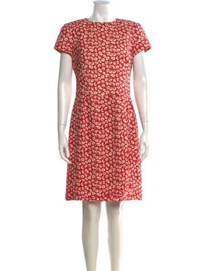 Pre-owned Rena Lange Silk Knee-length Dress In Neutrals/red