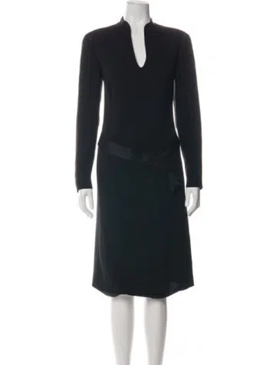 Pre-owned Rena Lange Silk Midi Length Dress In Black