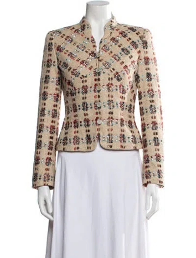 Pre-owned Rena Lange Silk Patterned Blazer In Neutrals