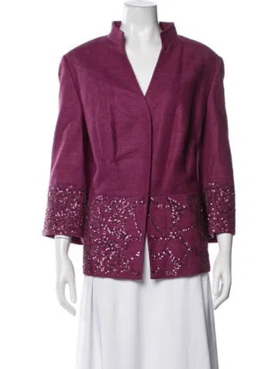 Pre-owned Rena Lange Silk Patterned Jacket In Purple