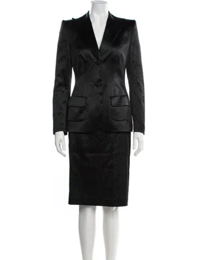 Pre-owned Rena Lange Silk Patterned Skirt Set In Black