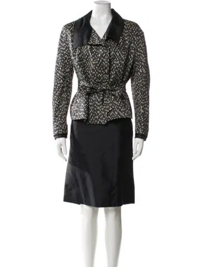 Pre-owned Rena Lange Silk Printed Skirt Set In Blue