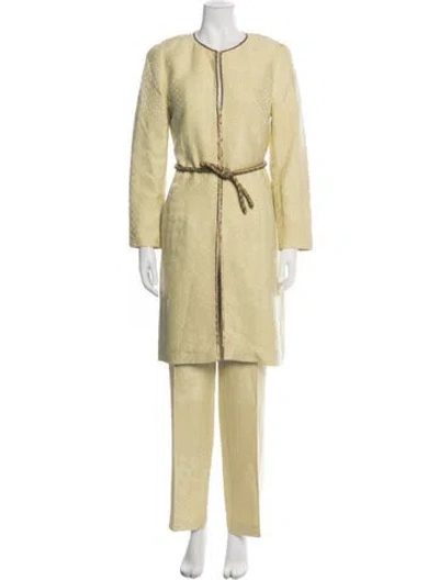 Pre-owned Rena Lange Silk Set In Yellow