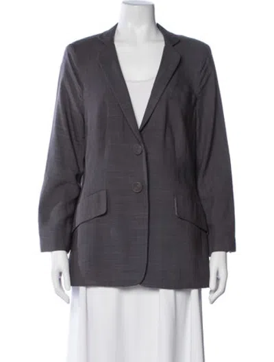 Pre-owned Rena Lange Silk Tweed Pattern Blazer In Grey