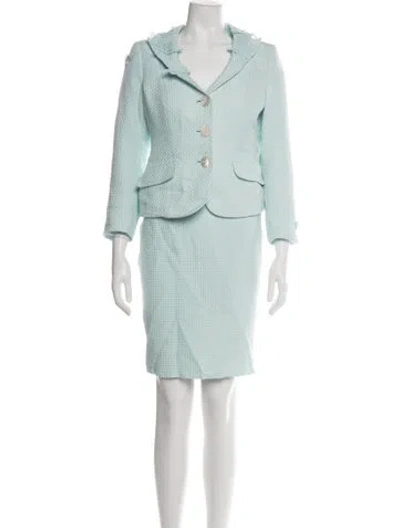 Pre-owned Rena Lange Skirt Suit In Blue/green