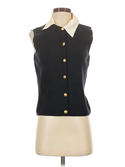 Pre-owned Rena Lange Sleeveless Button Down Shirt In Black
