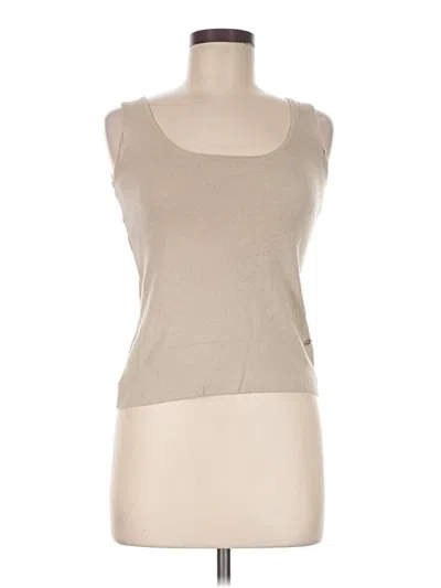 Pre-owned Rena Lange Sleeveless Top Tan Scoop Neck Tops