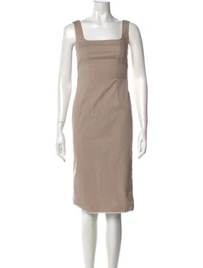 Pre-owned Rena Lange Square Neckline Knee-length Dress In Neutral