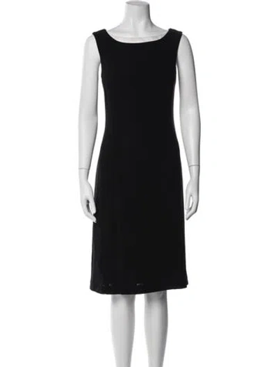 Pre-owned Rena Lange Square Neckline Midi Length Dress In Black