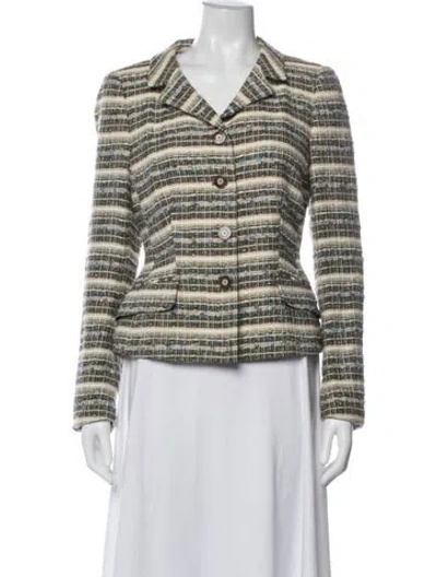 Pre-owned Rena Lange Striped Blazer In Neutral