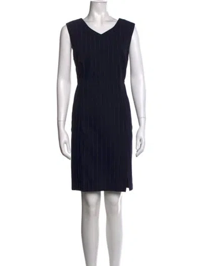 Pre-owned Rena Lange Striped Knee-length Dress In Black