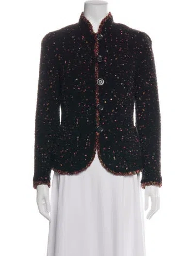 Pre-owned Rena Lange Tweed Pattern Blazer In Black