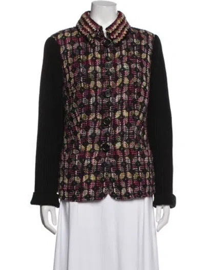 Pre-owned Rena Lange Tweed Pattern Blazer In Black
