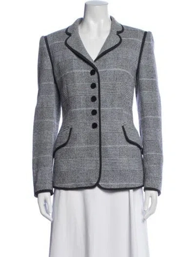 Pre-owned Rena Lange Tweed Pattern Blazer In Blue