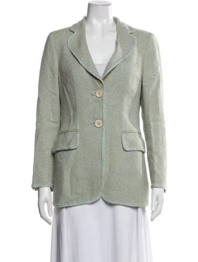 Pre-owned Rena Lange Tweed Pattern Blazer In Blue