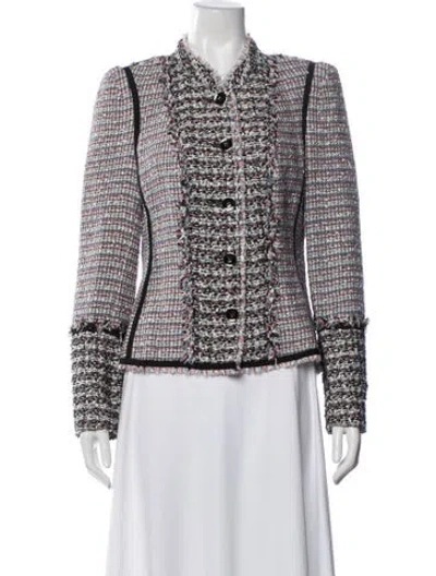 Pre-owned Rena Lange Tweed Pattern Blazer In Pink