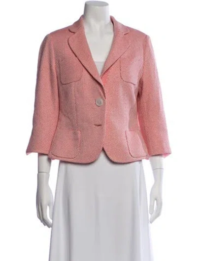 Pre-owned Rena Lange Tweed Pattern Blazer In Red