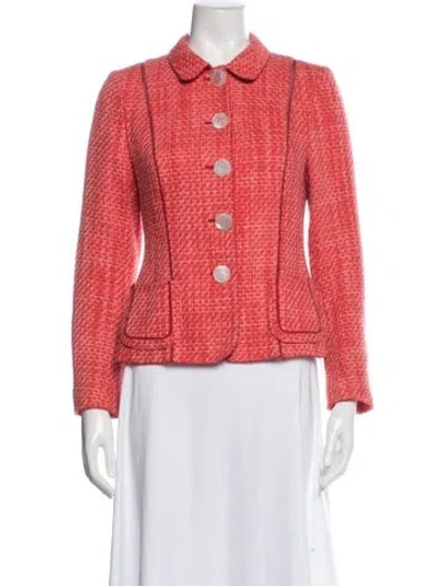 Pre-owned Rena Lange Tweed Pattern Evening Jacket In Red