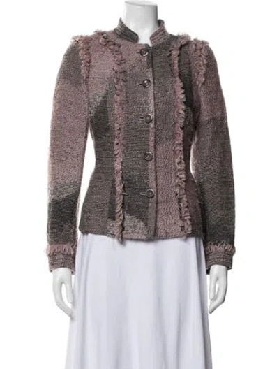 Pre-owned Rena Lange Tweed Pattern Jacket In Pink