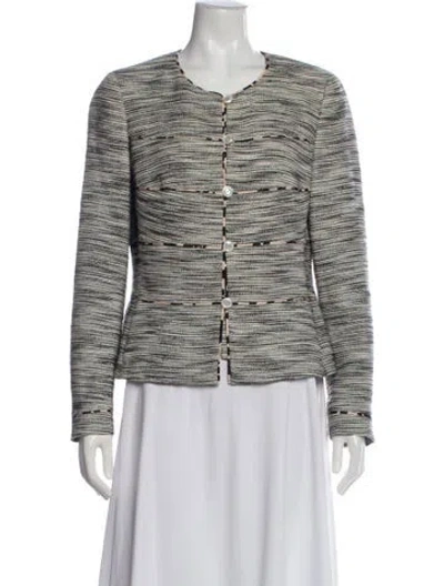 Pre-owned Rena Lange Tweed Pattern Jacket In White