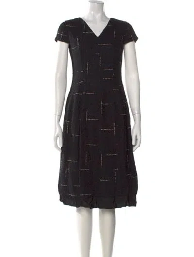 Pre-owned Rena Lange Tweed Pattern Knee-length Dress In Black