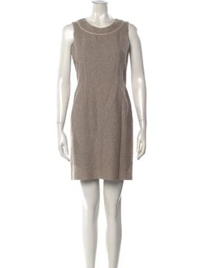 Pre-owned Rena Lange Tweed Pattern Mini Dress In Neutral