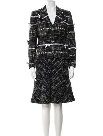 Pre-owned Rena Lange Tweed Pattern Skirt Set In Blue