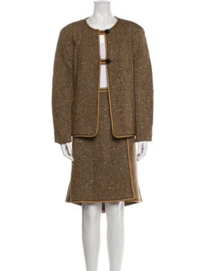 Pre-owned Rena Lange Tweed Pattern Skirt Set In Neutral