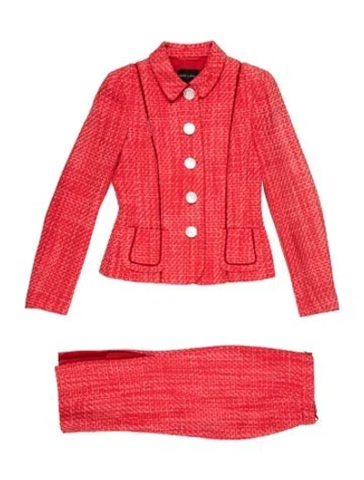 Pre-owned Rena Lange Tweed Pattern Skirt Set W/ Tags In Orange