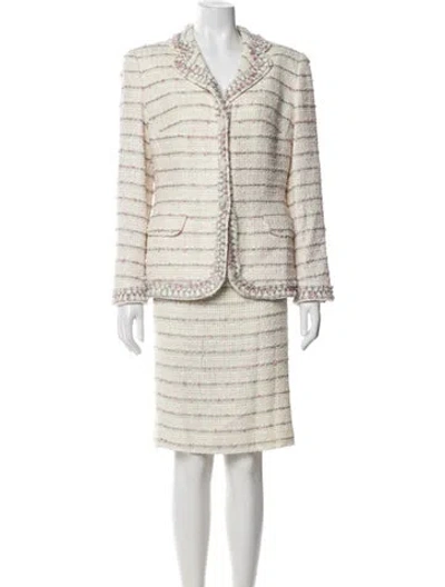 Pre-owned Rena Lange Tweed Pattern Skirt Suit In Neutral