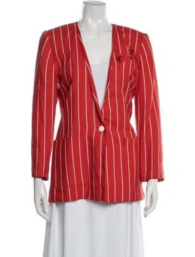 Pre-owned Rena Lange Vintage Linen Blazer In Red