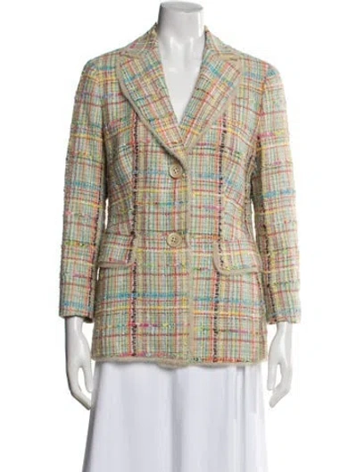 Pre-owned Rena Lange Vintage Plaid Print Blazer In Multi