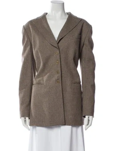 Pre-owned Rena Lange Virgin Wool Blazer In Brown