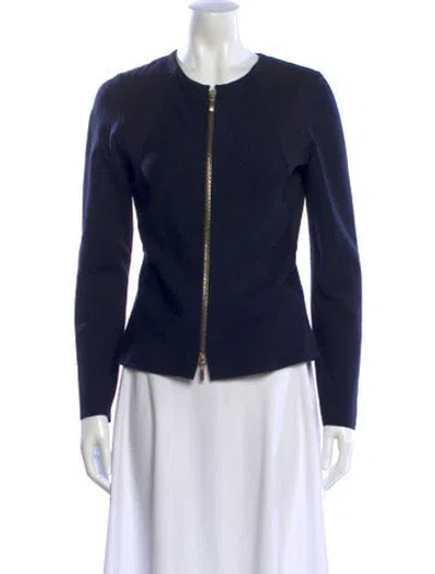 Pre-owned Rena Lange Virgin Wool Crew Neck Sweater In Blue