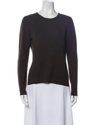 Pre-owned Rena Lange Virgin Wool Crew Neck Sweater In Brown