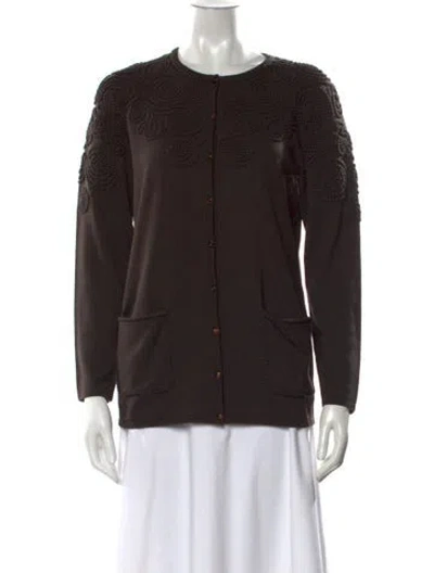Pre-owned Rena Lange Virgin Wool Crew Neck Sweater In Brown