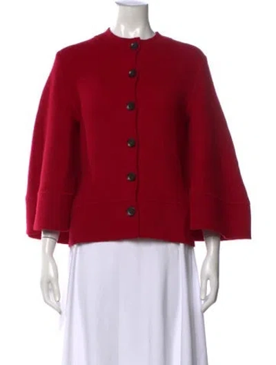 Pre-owned Rena Lange Virgin Wool Crew Neck Sweater In Red