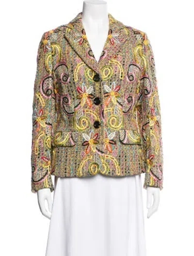 Pre-owned Rena Lange Virgin Wool Floral Print Blazer In Multi