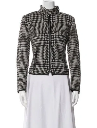 Pre-owned Rena Lange Virgin Wool Houndstooth Print Jacket In Multicolor