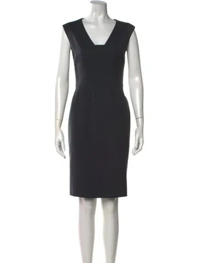 Pre-owned Rena Lange Virgin Wool Knee-length Dress In Black