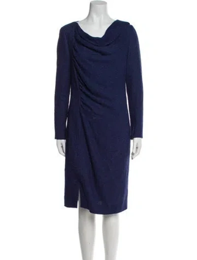 Pre-owned Rena Lange Virgin Wool Knee-length Dress In Blue