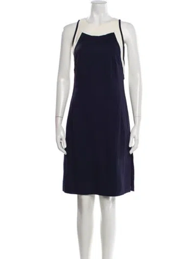 Pre-owned Rena Lange Virgin Wool Knee-length Dress In Blue