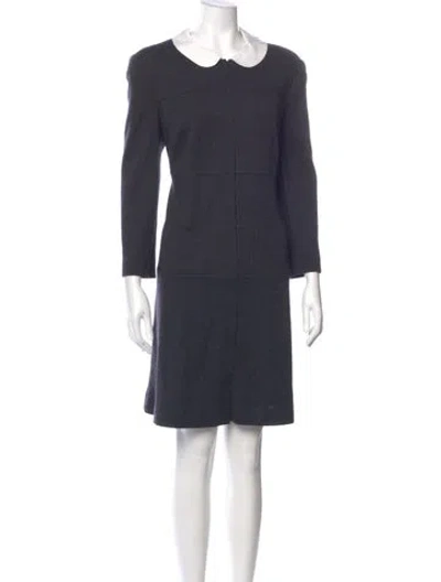 Pre-owned Rena Lange Virgin Wool Knee-length Dress In Gray