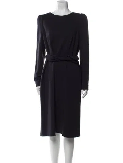 Pre-owned Rena Lange Virgin Wool Midi Length Dress In Blue