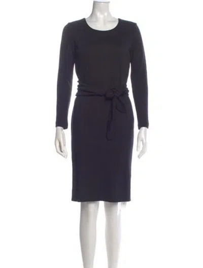 Pre-owned Rena Lange Virgin Wool Mini Dress In Blue