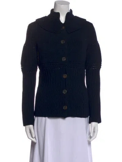 Pre-owned Rena Lange Virgin Wool Mock Neck Sweater In Black