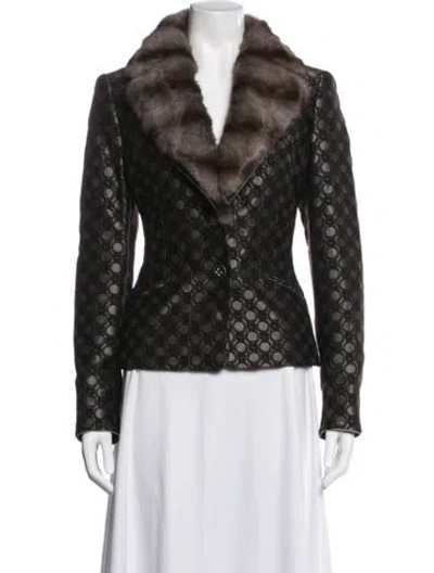 Pre-owned Rena Lange Virgin Wool Patterned Blazer In Brown