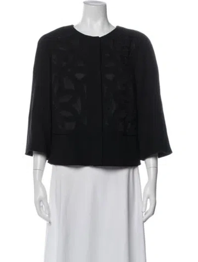 Pre-owned Rena Lange Virgin Wool Patterned Jacket In Black